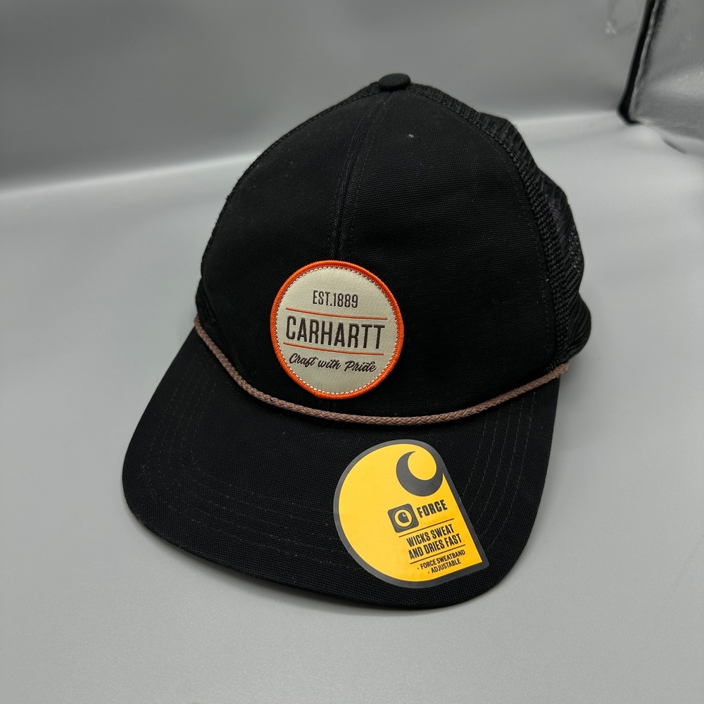 Carhartt Mens Force Canvas Mesh-Back Craft Patch Cap Black AH5215-M Snapback Hat